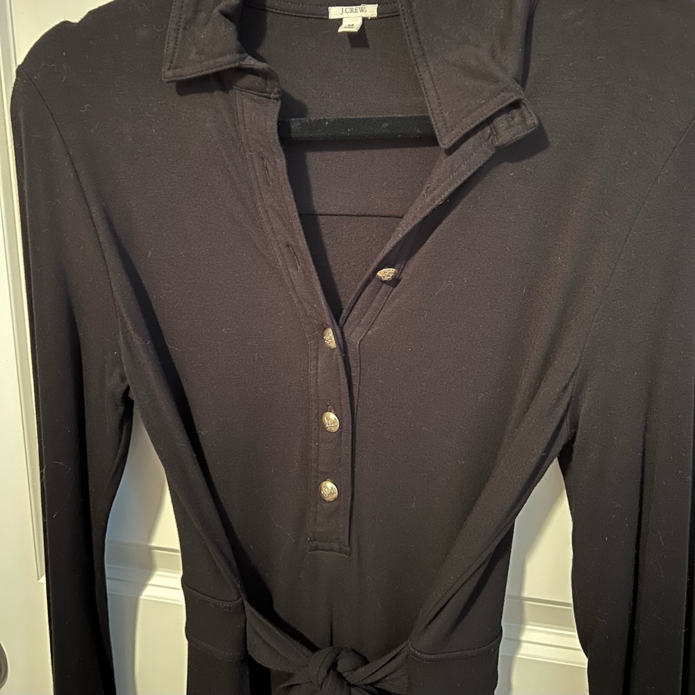 J Crew Cotton Jersey Maxi Dress long with belt & Henley top gold buttons